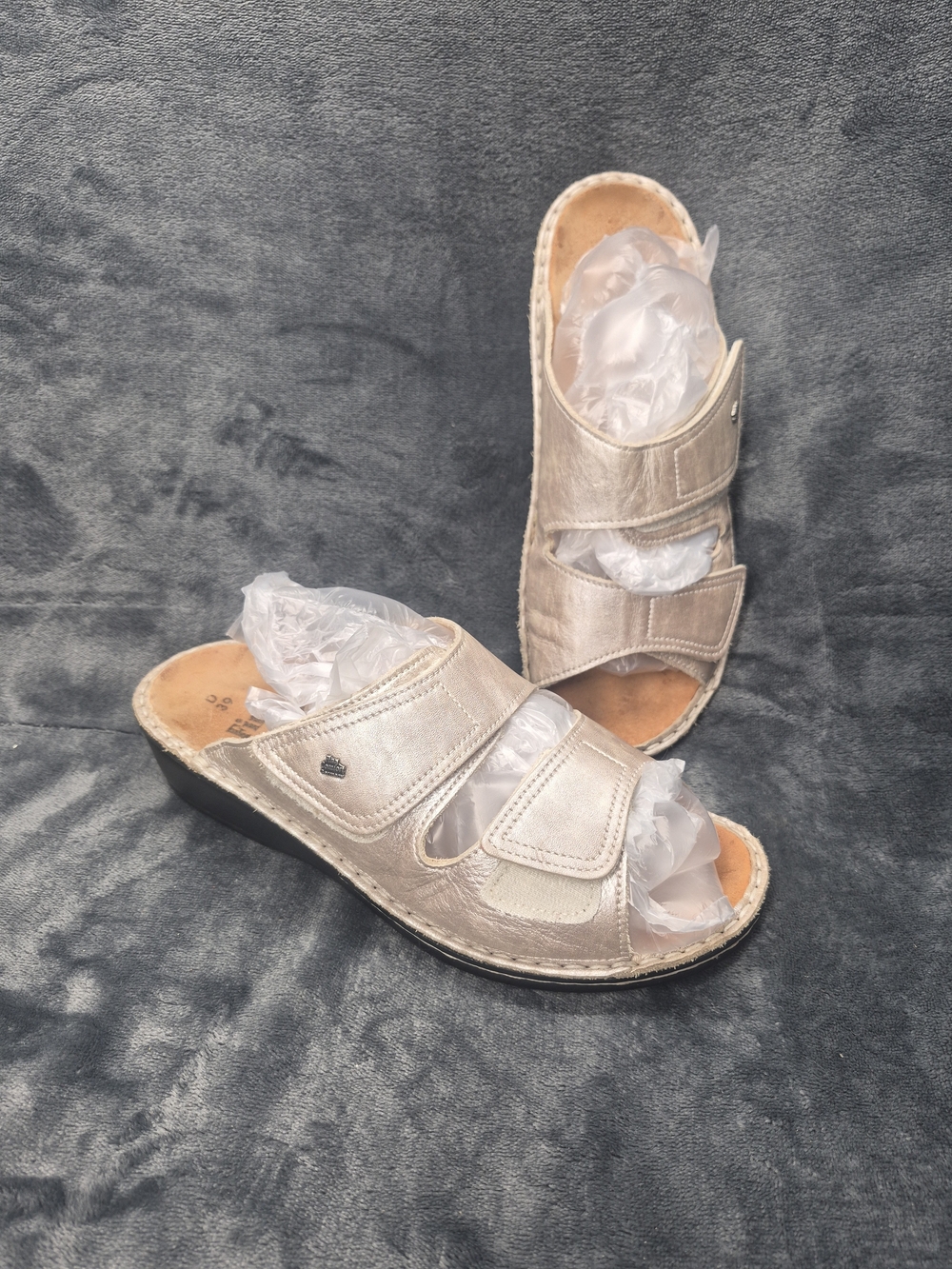 Finn Comfort Sansibar Pearl Leather Adjustable Strap Sandals Ws EU 39 D 8-8.5D
